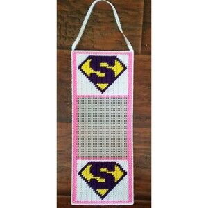 Supergirl Earring Holder – Handmade Wall Organizer, Plastic Canvas Display